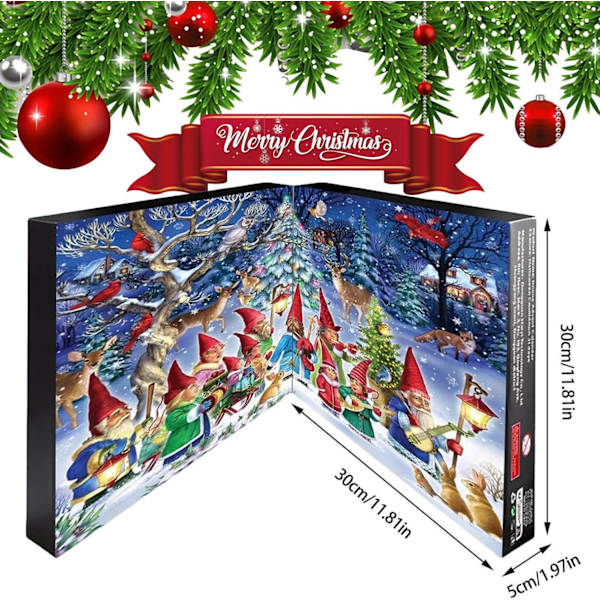 2024 Julemandsnisse Adventskalender med 24 Styk Nissefigurer til Samling, Juletema 24 Dages Nedtælling Blind Box (ysj)