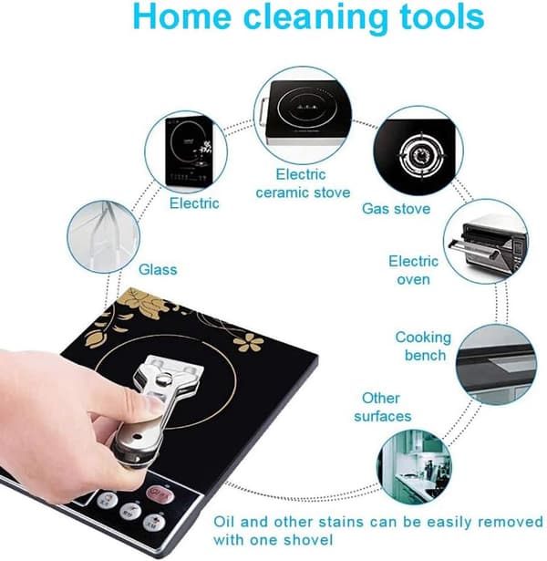 Cleaning Scraper - 5 - Replacement Blades - Scraper - Stainless - Steel - Range Hoods - Ceramic Hob - Suitable - Glass Ceramic - Induction Hobs