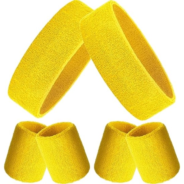 Set med 3 stycken randiga svettband, innehåller 1 stycken sportpannband ja 2 stycken randiga svettband Färgglada randiga set(gul) CDQ