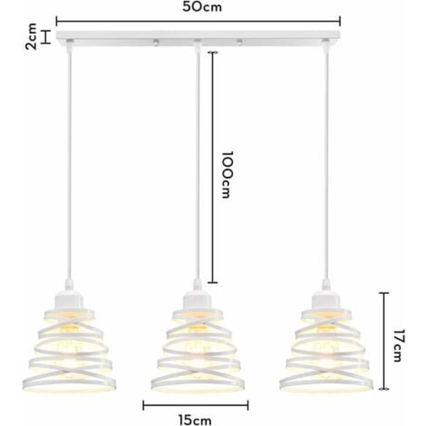 GROOFOO 3 lamper loftslampe retro kreativ lysekrone loftslampe Spiral Cascading Design Vintage metal
