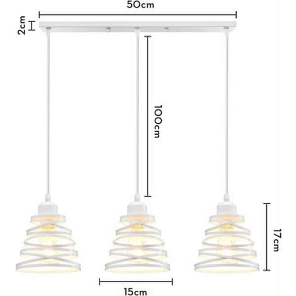 GROOFOO 3 lamper taklampe retro kreativ lysekrone taklampe Spiral Cascading Design Vintage metall