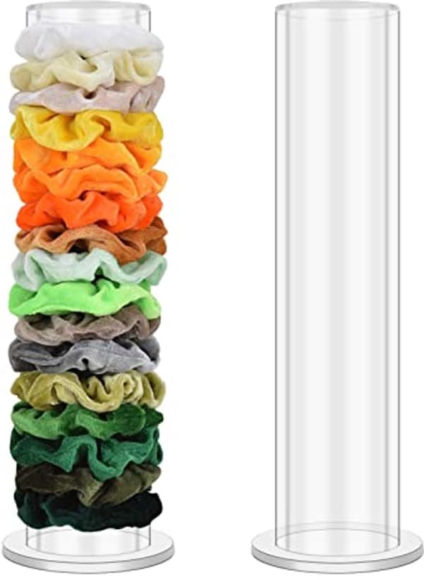 Scrunchie-hållare i akryl för hårsnoddar - Transparent scrunchie-förvaringsställ - Vertikal organizer 24,5 cm