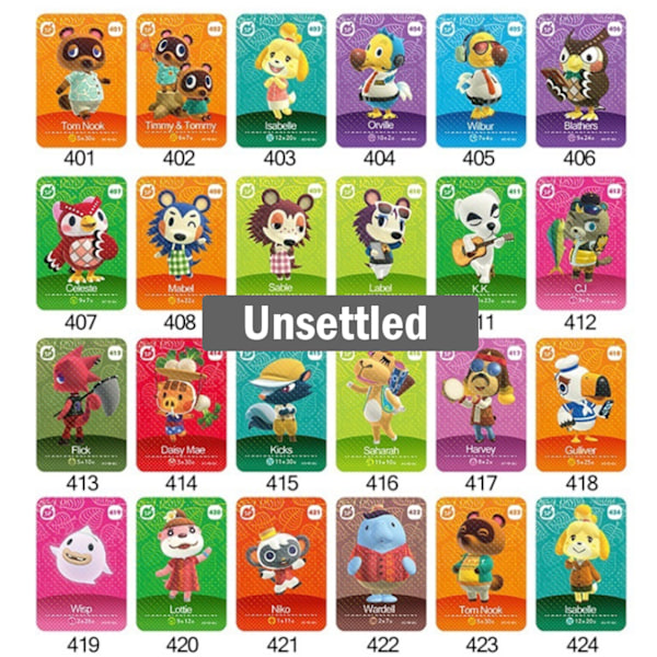 Animal Crossing Amiibo Serie 5-kort 24 STK 30*22MM 48 STK 48PCS 86*54MM
