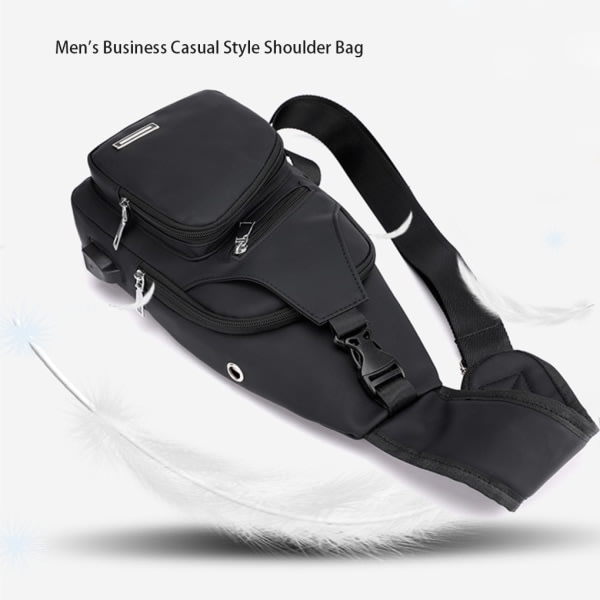 Vattentät brystväska med stor kapasitet med USB-ladingsaksel Khaki