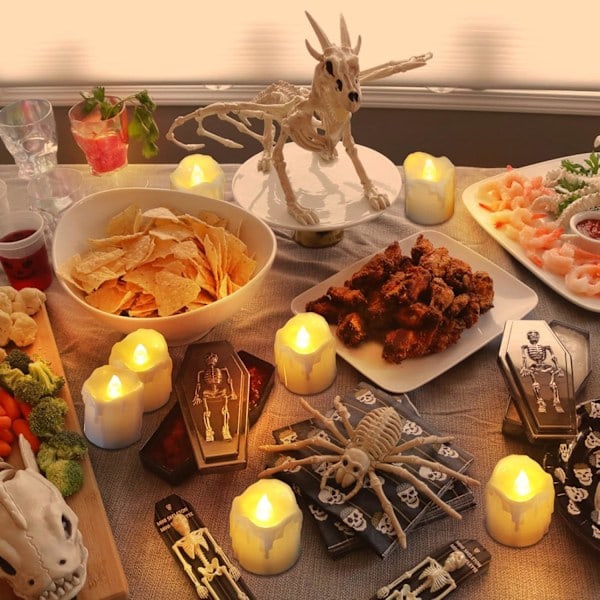 12 stk. sorte LED-fyrfadslys, batteridrevne til Halloween Utan falsk droppande vaxdesign Utan falsk droppande vaxdesign