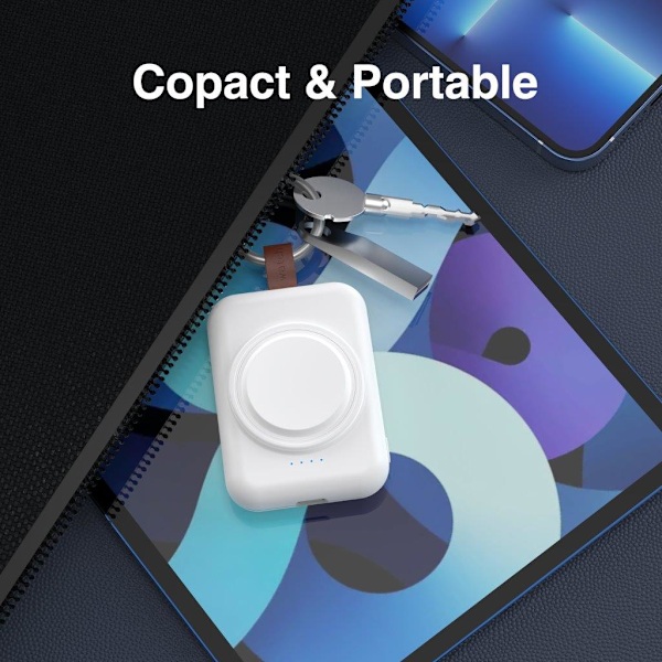 Lader med powerbank 1800mAh til Samsung Galaxy Watch - Hvit