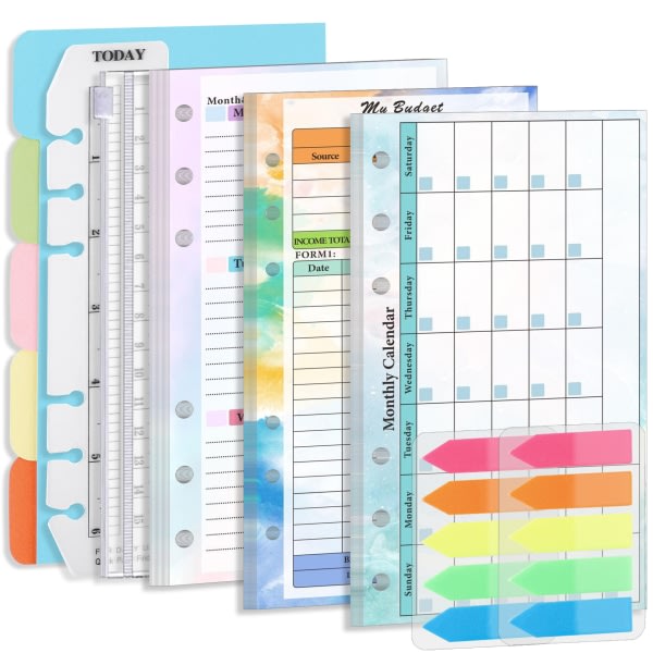 CDQ A6 Budget Planner Refill Weekly and Monthly Planner Inserts med FlerfärgadCDQ