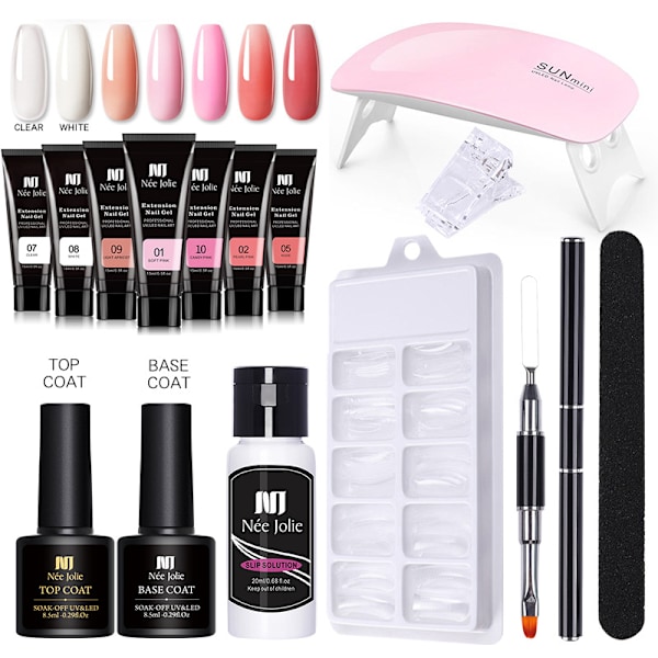 Nagelförlängningsgelset Naglar Nagelkit Nagelfärgsgel med toppbaslack Naglar Set/Kit Nagelmanikyr Salongset B