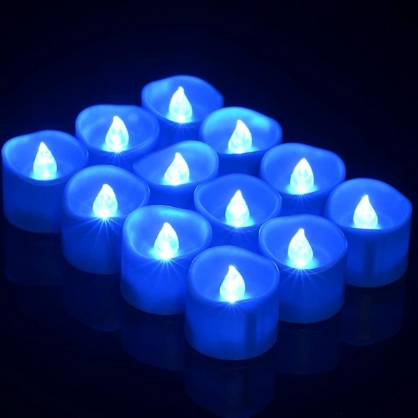 12 stk. LED-lys med timer, flimrende lys til bryllup og date dekoration blå blå blå blå blå