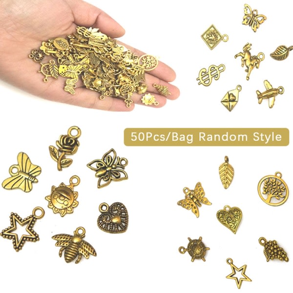 CDQ 50 st metall smycken sjarm DIY hänge tilbehör 50stk