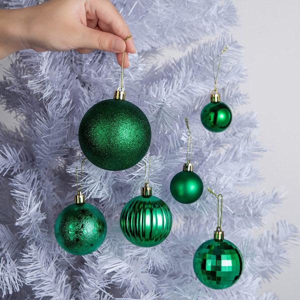 Julepyntballer, 36 stk knusebestandige julekule med hengesnor for juletrepynt bryllupsfest, grønn