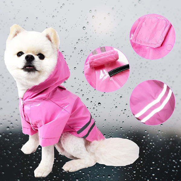 Regnjacka för hund - Vattentäta kappor för hundar - Lättviktsregnjacka - Andas - Regn Poncho - Huva - Regnkläder - Rosa - Xl