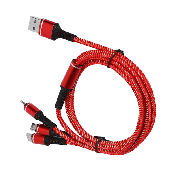 3 i 1 Multiladekabel 3A datakabel med Type‑C/til IOS/Micro USB-stik 1,2 m rød_tfrf