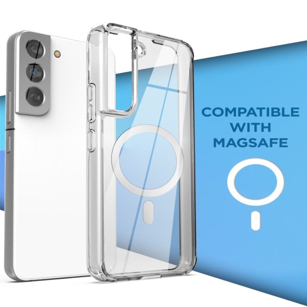 Inkapslad gjennomskinnlig bakside Designad for Magsafe for Samsung Galaxy S22-deksel, smalt magnetisk telefondeksel