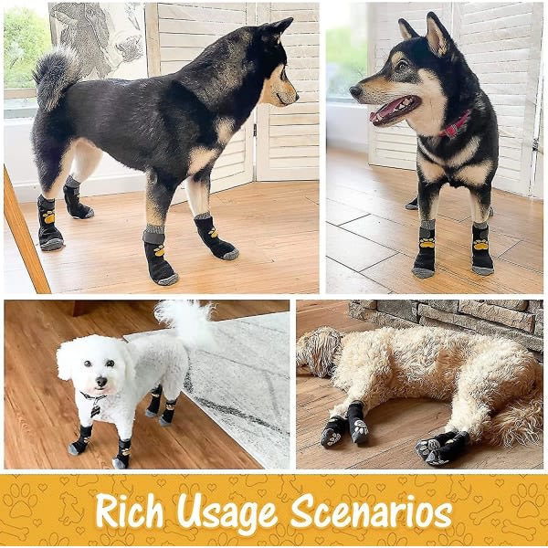 Halkskyddade hundstrumpor för hundar 2 par mjukt justerbart tassskydd Hundgreppsstrumpor med greppkontroll 2 Pairs Yellow Small zdq