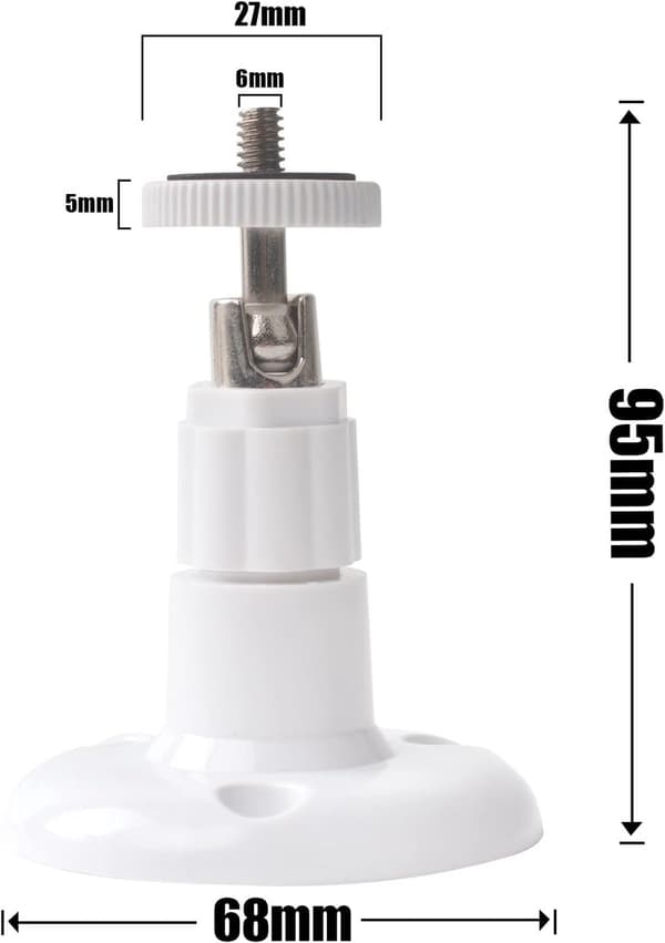Säkerhetskamerahållare, 3-delad vit, 360° rotation, justerbar tak- och väggmontering, inomhus/utomhus
