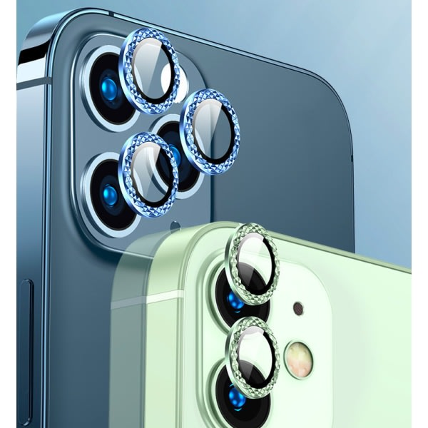 Lämplig för Apple 13promax diamond eagle eye linsfilm, iPhone12promax metallkameraskyddsfilm (blått diamantmönster (1), 13,13mini), CDQ