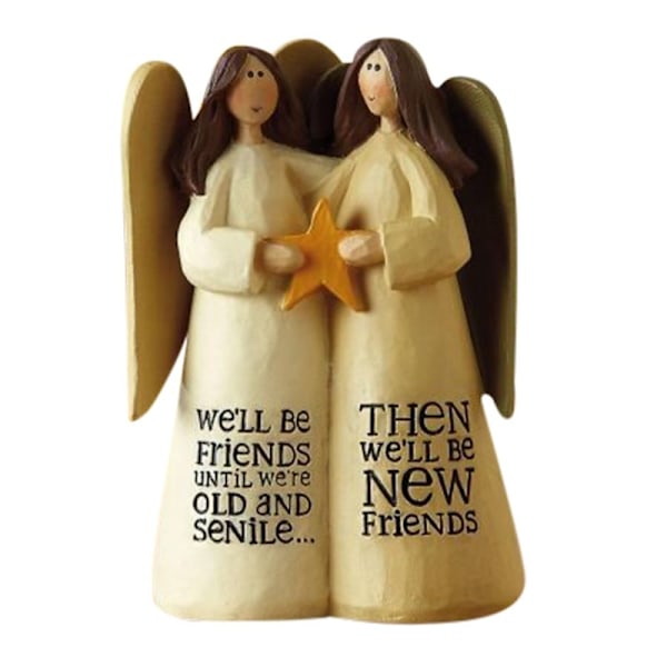 Sisters Forever Engel Hjerte - Venskabsengel Figurin, Forever Sisters og Bedste Venner Statue, 2 Piger Engel Skulptur Hjem