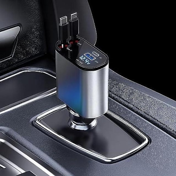 Billaddare 100W - Laddare för bilen - iPhone/Samsung - USB-C Black Svart