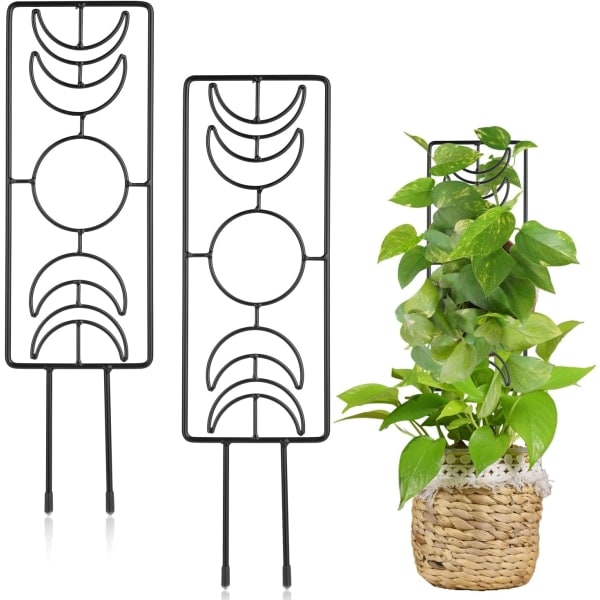 CDQ 2-pack 36 x 10 cm metallväxtstöd, spaljé för krukväxter med 20 remmar (svart)