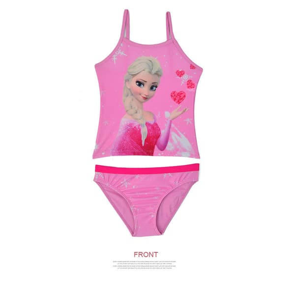 Bikini Flickbaddräkt Barn Delad Baddräkt 033Rosa 033Pink 140~146