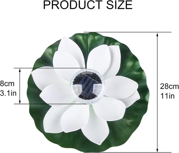 Solcellelamper til dam Rosa flydende solcellelamper til dam, flydende lotusblomst solcellelamper til pool Havedam Solcellelilje blomsterlamper Lotus Light (White)