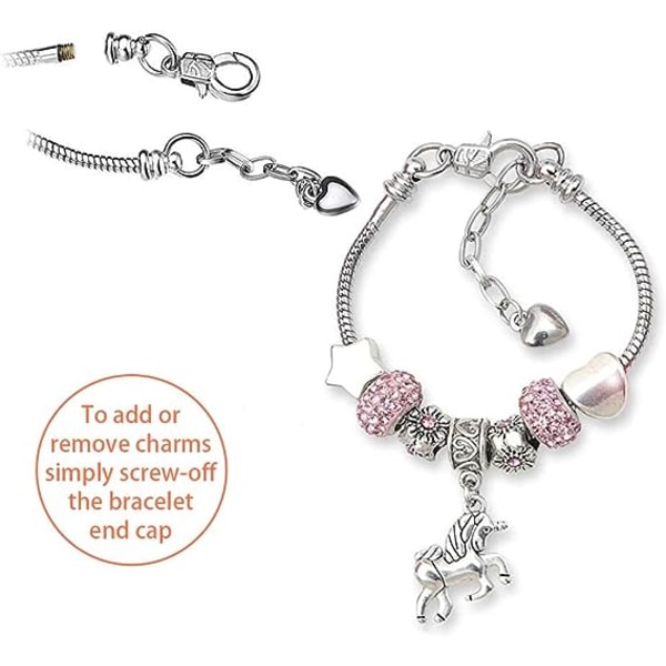 CDQ Enhörningsberlockarmband, glänsande rosa kristallarmband Smyckesberlocker for barnflicka Födelsedag 6-12 år
