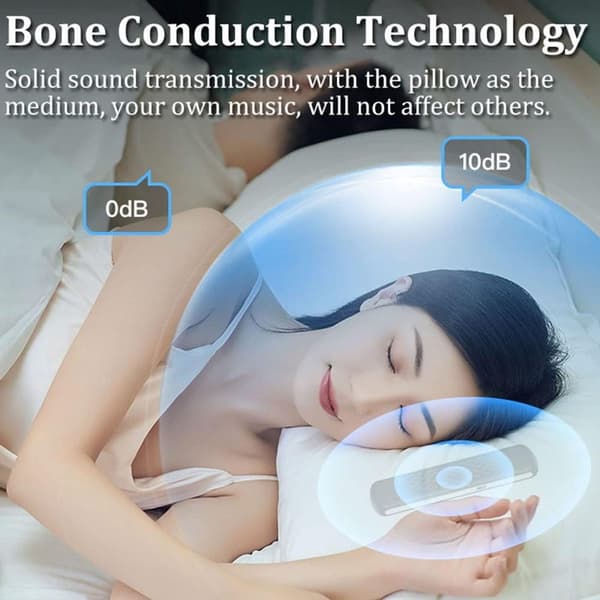 Sovespeaker under pude Bluetooth Bone Conduction Speaker med hvid støj-timer 20 timers spilletid til søvnmeditation Sort