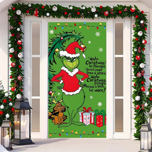 Julomslag God Grinchmas Font Verandaskylt Vinter Nytt År Xmas Juldekorationer och tillbehör för hemmafest
