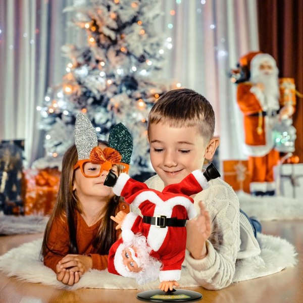 Sjungande dansande jultomte upp och ner, snurrande elektrisk jultomte, jul, animerad musikalisk gosedjursplysch, interaktiv leksak