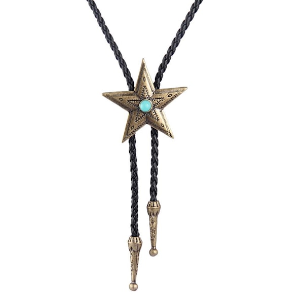 1/2/5 Svart PU-läder Western Cowboy Rodeo Bolo Tie Bola Antik Brons 104cm Antique Brass 104cm 5Set