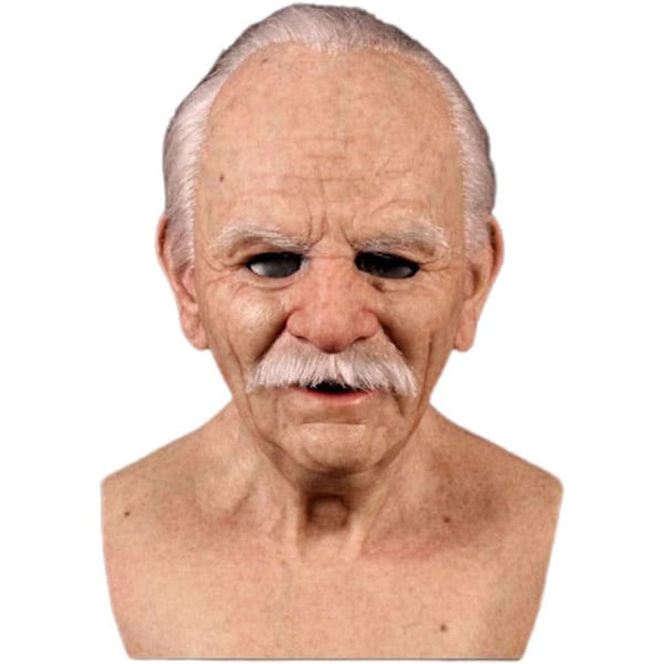 Halloween Vanhan Miehen Päällinen, Realistinen Silikoninen Naamio Kokopäällä, Temppuvaruste White Beard With Hair