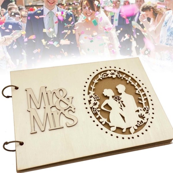 Mr & Mrs Bröllop Gästbok Personlig trä brudgum Gästbok Signatur 20 pages szq