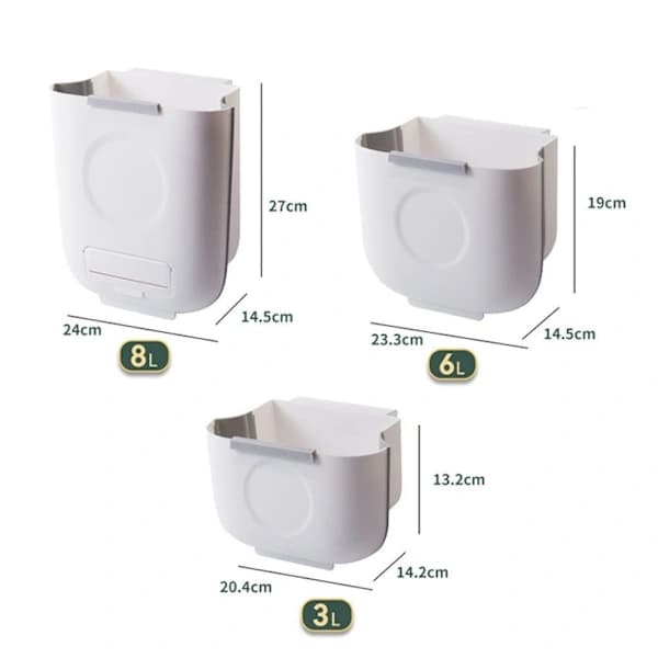 3/6/8L Hanging Trash Can Foldable Waste Bin GREEN S green