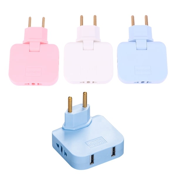 CDQ Europeisk förordning Bekväm reseadapter med roterande plugg Pink+USB