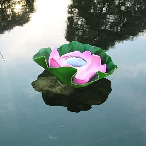 Solcellelamper til dam Rosa flydende solcellelamper til dam, flydende lotusblomst solcellelamper til pool Havedam Solcellelilje blomsterlamper Lotus Light (Pink)