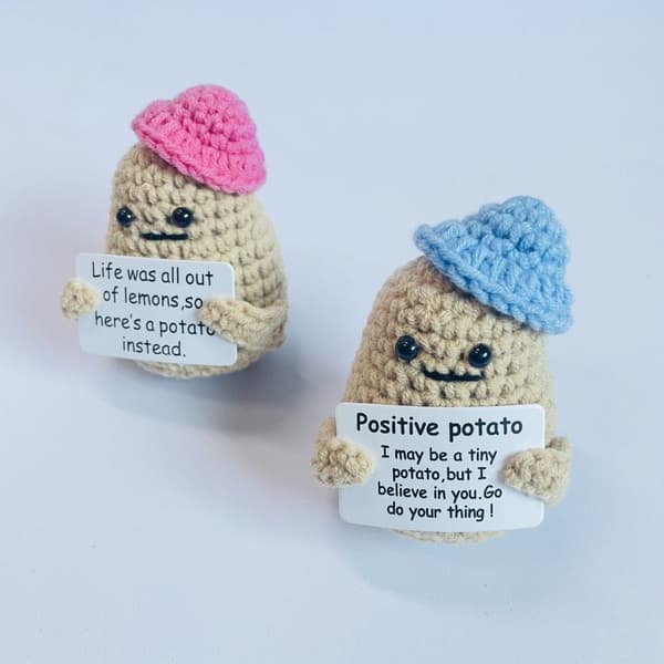 Rolig Positiv Potatis Stickad Potatisdocka 1 st 1 1