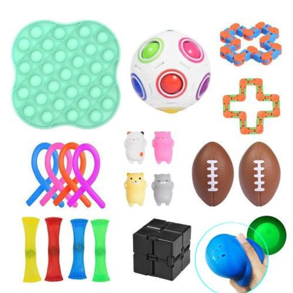 21 kpl Fidget-lelupakkaus, sensorinen pop it -stressipallo