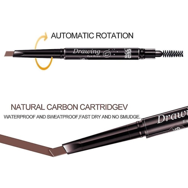 Dobbelt Hoved Automatisk Rotation Vandfast Øjenbryn Eyeliner Pen Makeup Pen