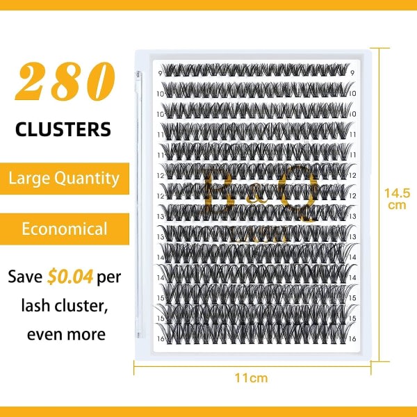 Lash Clusters 40D-0.07C-10 B&Q Lash Individual Lashes 280