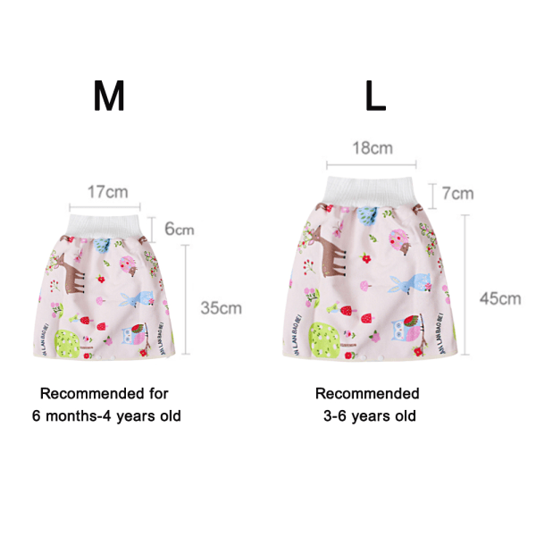 2 deler Barnblöjkjol Shorts Tvättbara Baby Barn-moln + Rosa Fawn L
