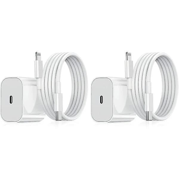 2-pakning - Lader for iPhone - Hurtiglader - Adapter + Kabel 20W Hvit 2-pakning iPhone_tfrf