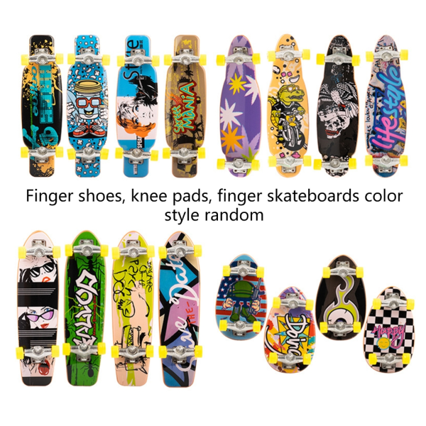 Finger Skateboard Med Skor Mini Scooter Finger Leksak Sett Gripbräda Skor Och Byxor Finger Skate Board Mini Skateboard Green Series