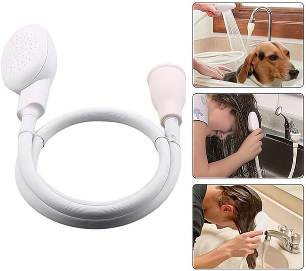 styck - gummiduschhoved - med - slange - håndbruserhoved - Universal - håndbruser - plast - Universal - bruserhovedsæt