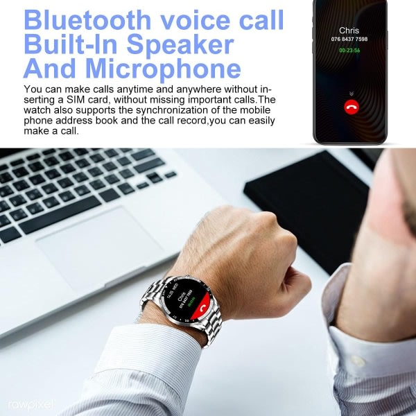Smart Watch för telefoner, Fitness Tracker med Ring/Svara samtal, silverfärgad CDQ