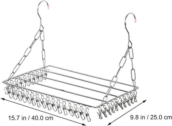 Tørrestativ - 36 klemmer rustfrit stål - Forstærket uden deformation - Tørrestativ til sokker og undertøj til vaskerum