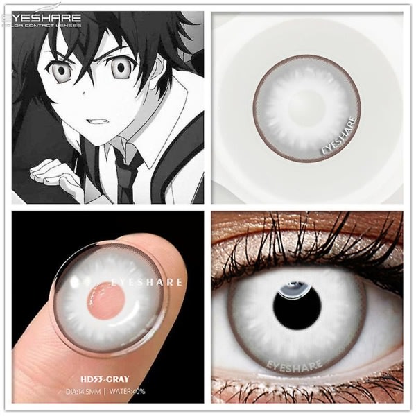 1 par Anime Cosplay kontaktlinser för ögon Cosplay linser Anime linser Halloween linser Årliga Cosplay kontaktlinser HD53-GRAY