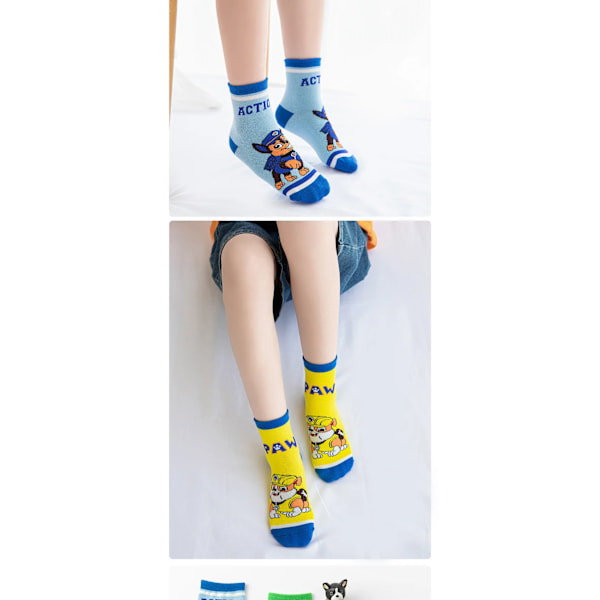 5 Par Nya Paw Patrol Strumpor för Barn i Bomull, Söta Tecknade Skye Chase Strumpor för Barn, Baby, Höst, Mjuka Klädtillbehör 5 st 5pcs 3-5Y