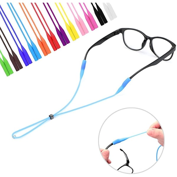 Glasögonrem Glasögonhållare 12-pack med glasögonrengöringsduk, justerbar silikon zdq
