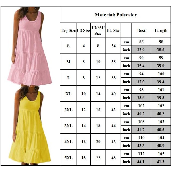 Sommarklänning dam lös passform volang mini strand ledig semester Vit White 4XL
